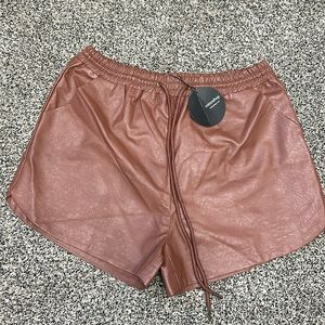 Brown leather shorts